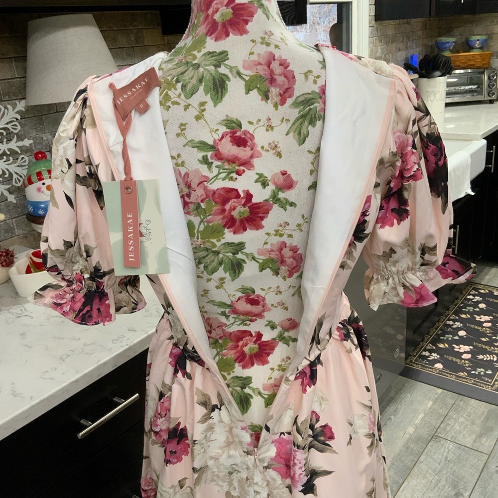 JESSAKAE Midi Dress Rosewood Acre Small Pink Floral Fairy Romantic Cottage Core - Picture 7 of 15